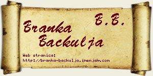 Branka Bačkulja vizit kartica